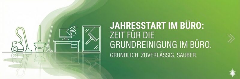 Jahresstart im Büro Zeit für die Grundreinigung im Büro Banner