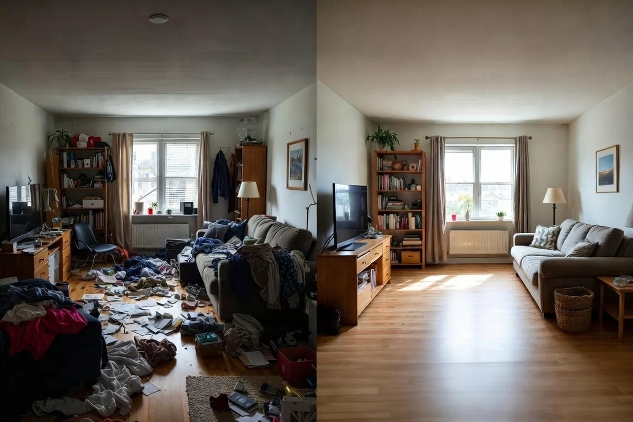 Messie-Wohnung vorher nachher Bild